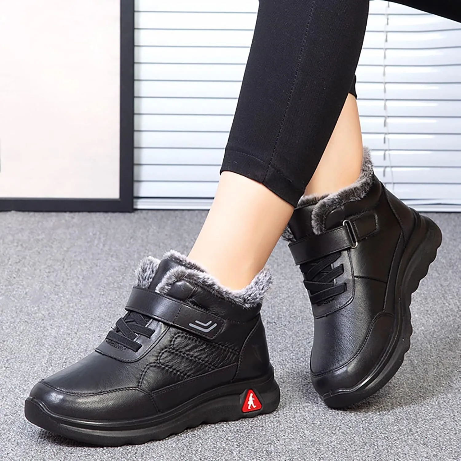 Women's Snow Boots with Heels Snow Shoe Boots for Ladies Winter Snow Zip Up Boots for Women Fur Lined Women's Slip On Boot Winter Orthopedic Shoes for Women Mens Snow Booties
