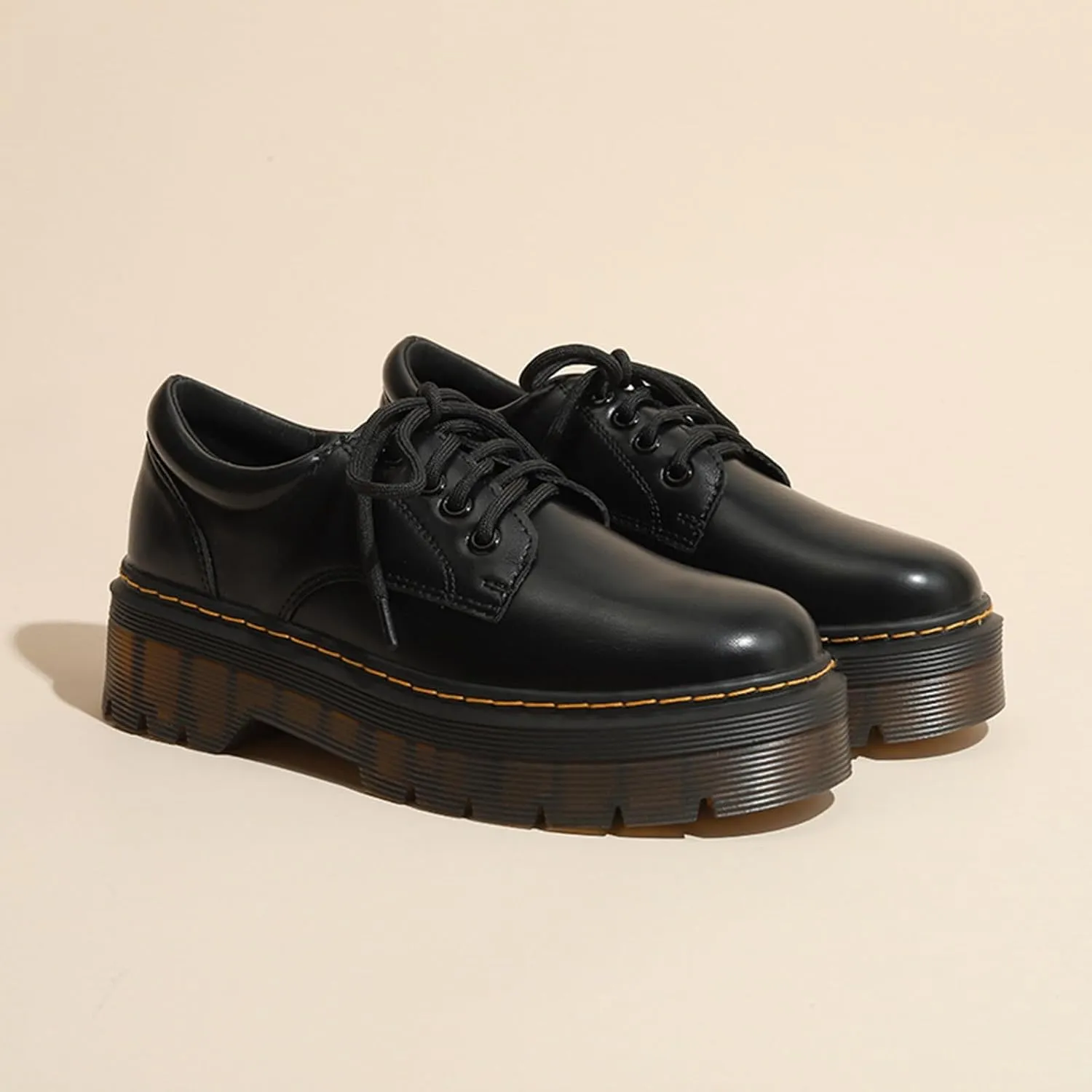 Women's Spring and Autumn New Thick-Bottomed Loafers Leather Single Shoes Casual Fashion Flats