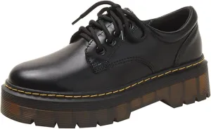 Women's Spring and Autumn New Thick-Bottomed Loafers Leather Single Shoes Casual Fashion Flats