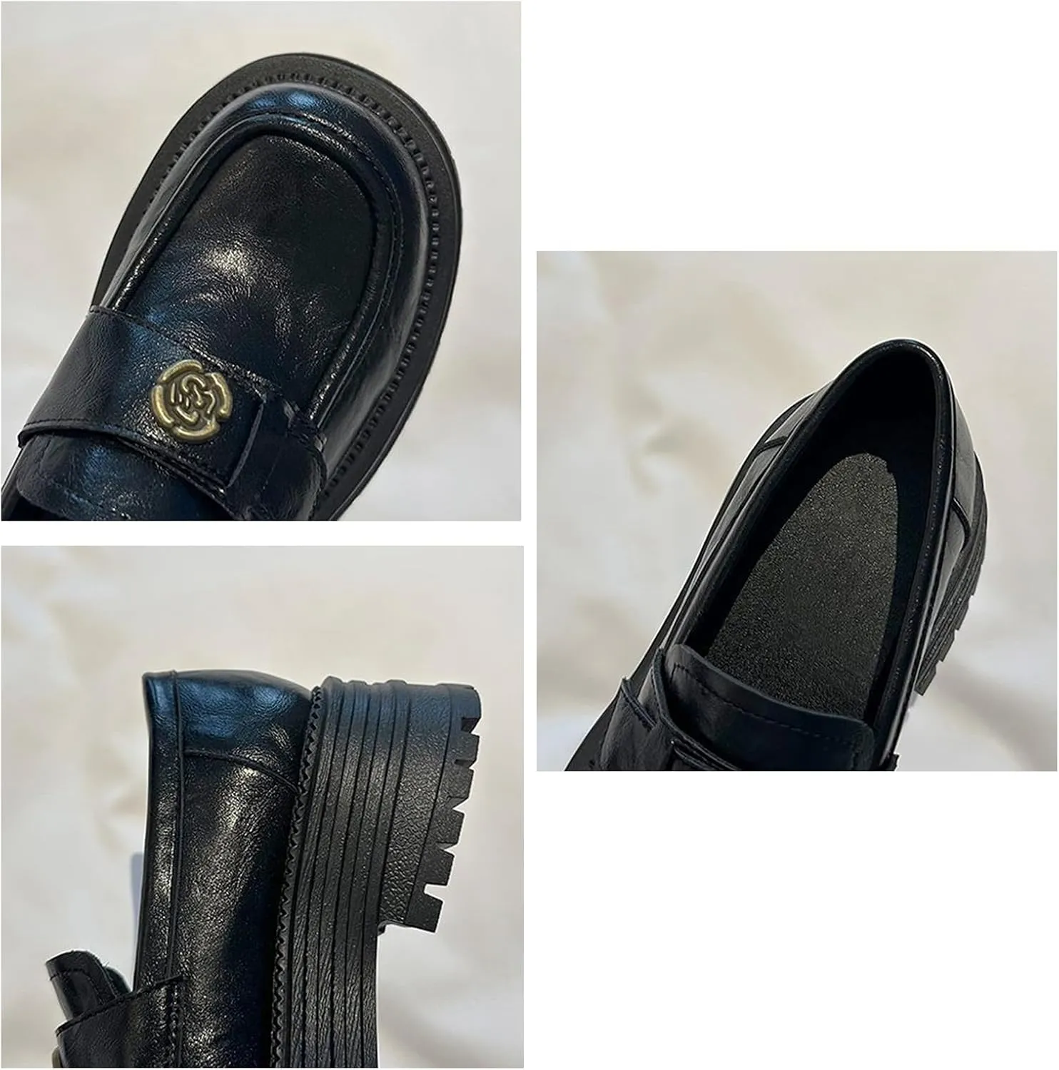 Women's Spring Vintage Platform Slip-On Loafers - Stylish Thick-Soled Leather Shoes in Collection for A Retro Look