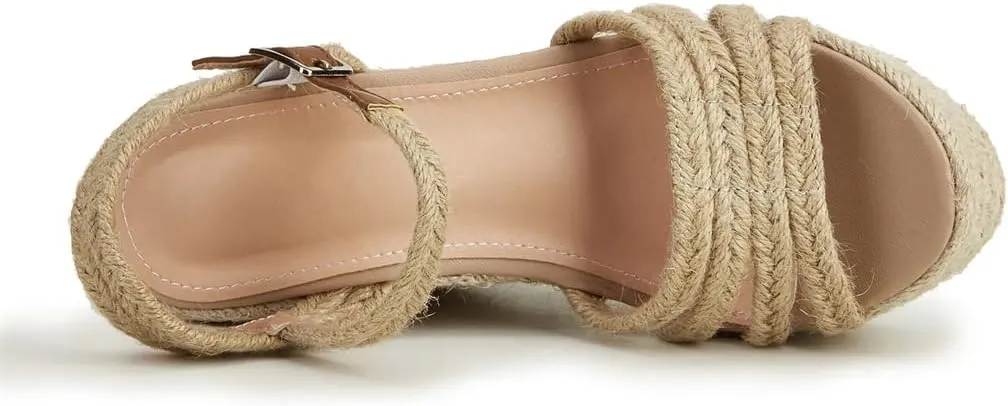 Womens Summer Espadrille Heel Platform Wedge Sandals Hemp Rope Outsole Comfort Csaual Shoes