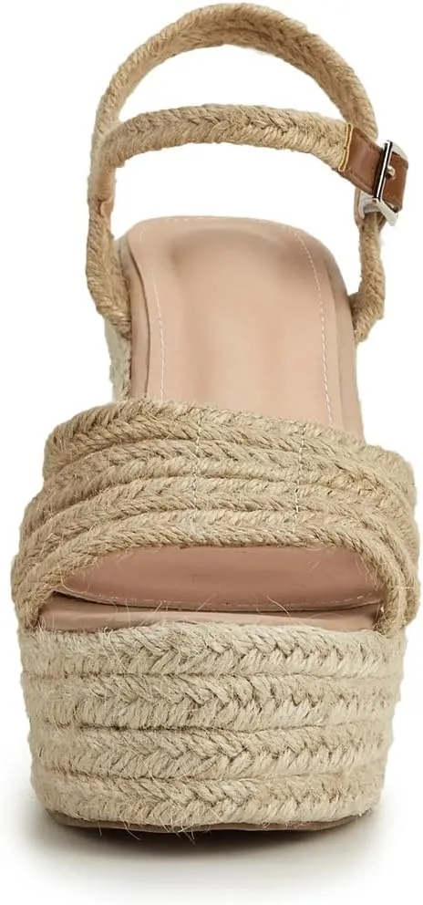 Womens Summer Espadrille Heel Platform Wedge Sandals Hemp Rope Outsole Comfort Csaual Shoes