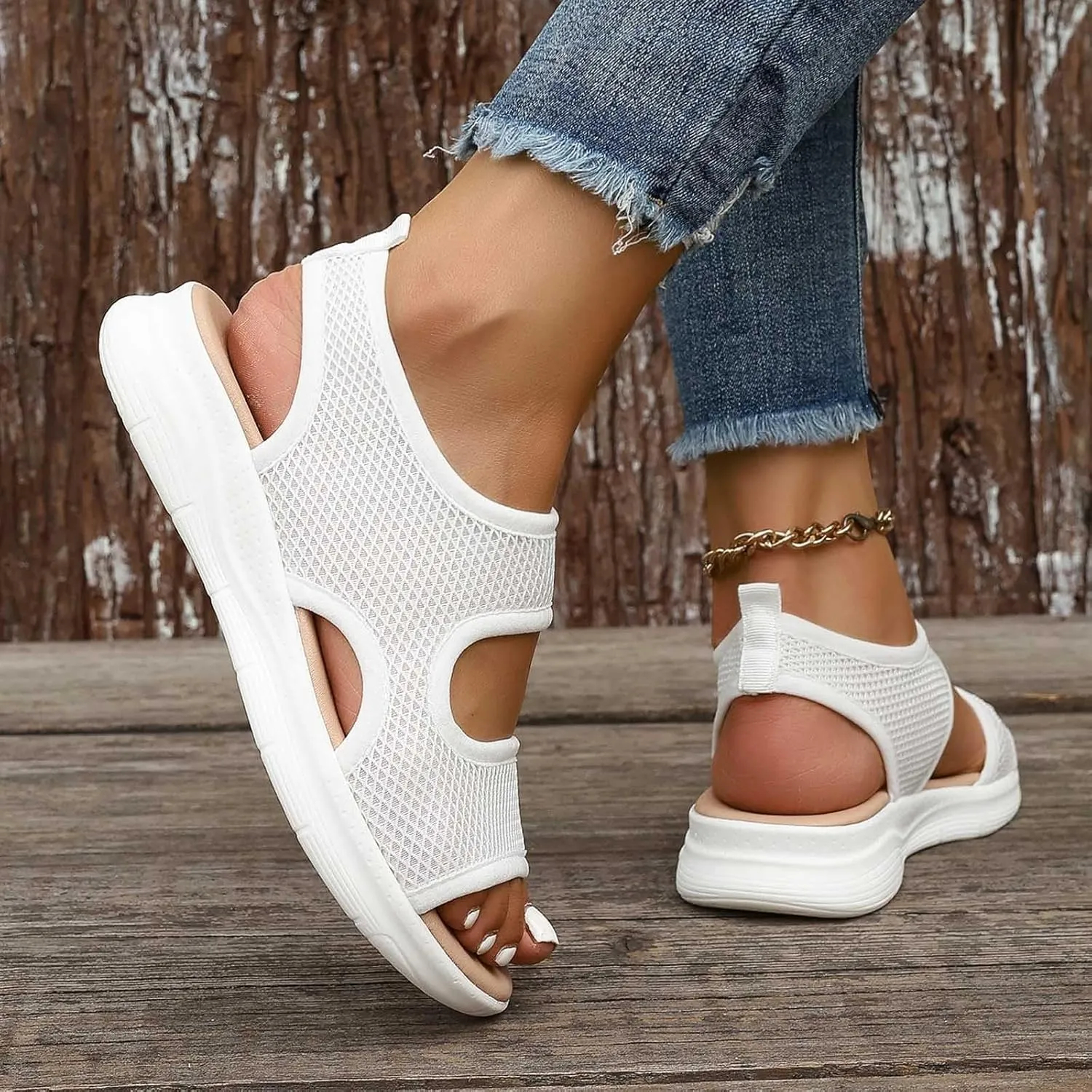 Women's Summer Fashion Cloth Breathable Open Toed Sandals Comfortable Platform Shoes Women Wedge Sandals Closed Toe