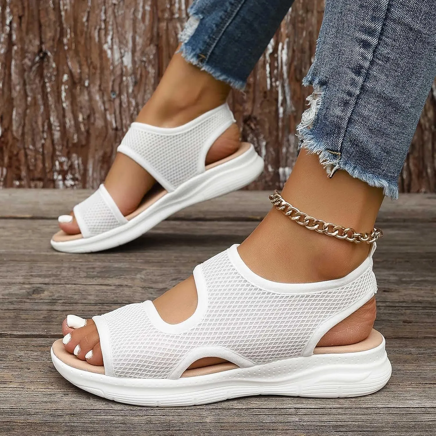 Women's Summer Fashion Cloth Breathable Open Toed Sandals Comfortable Platform Shoes Women Wedge Sandals Closed Toe