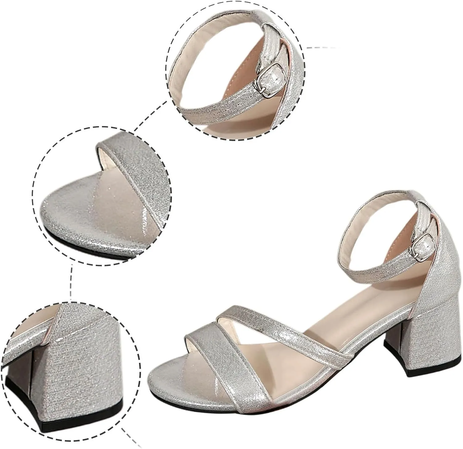 Women's Summer Fashion Suede Solid Color Chunky Sandals Temperament Comfortable Shoes Heel Sandals