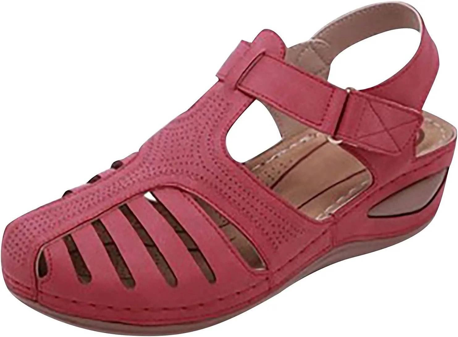 Womens Summer Sandals Casual Bohemia Gladiator Closed Toe Wedge Shoes Comfort Ankle Strap Slip On Platform Sandals