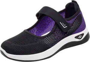 Womens Summer Sneakers Breathable Tennis Shoes Hollow Mesh Fitness Shoes Platform Ankle Paste Fashion Lightweight Running Shoes Hiking Footwear Casual Gym Sports Slip-Ons