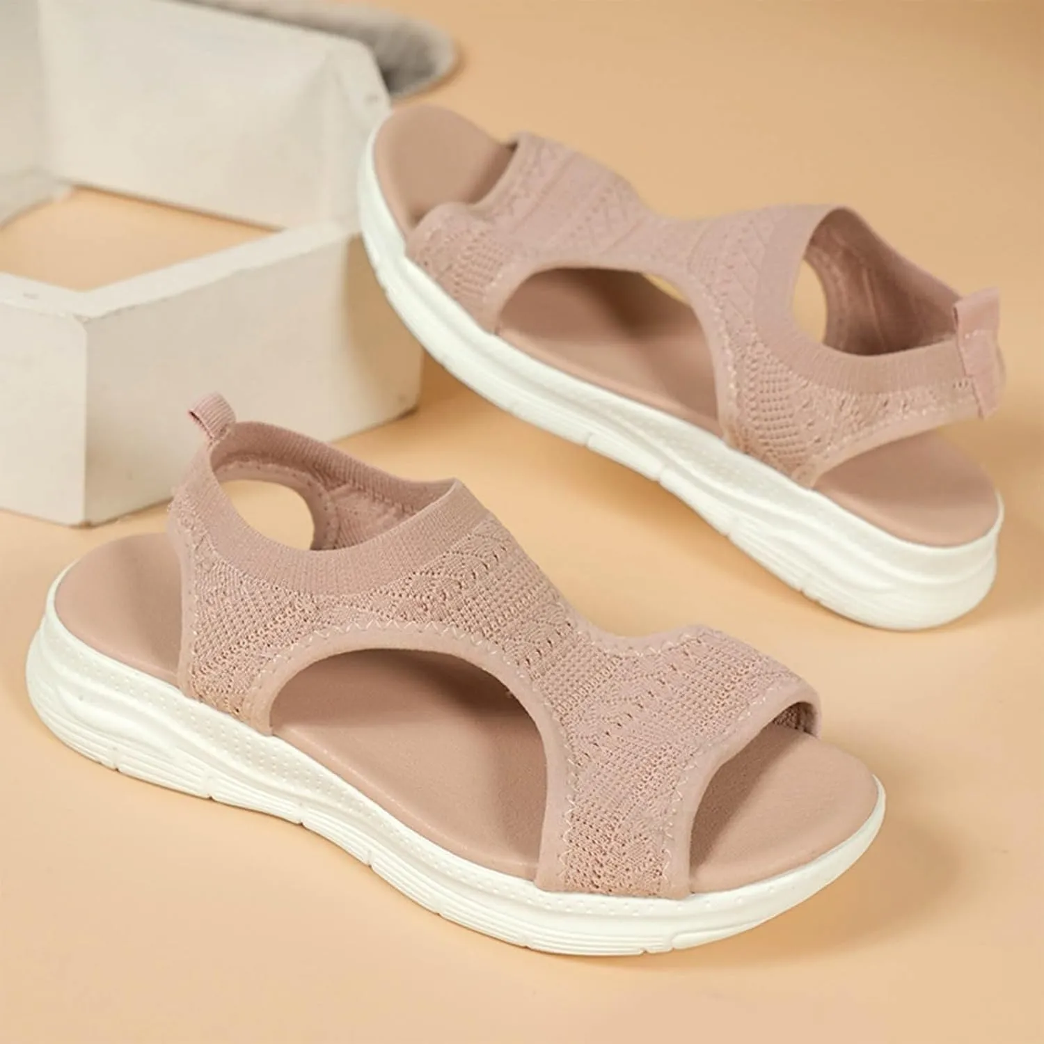 Women's Walking Sandals Soft Low Wedge Comfort Flat Sandal 2025 Casual Open Toe Slip On Strappy Lightweight Summer Shoes