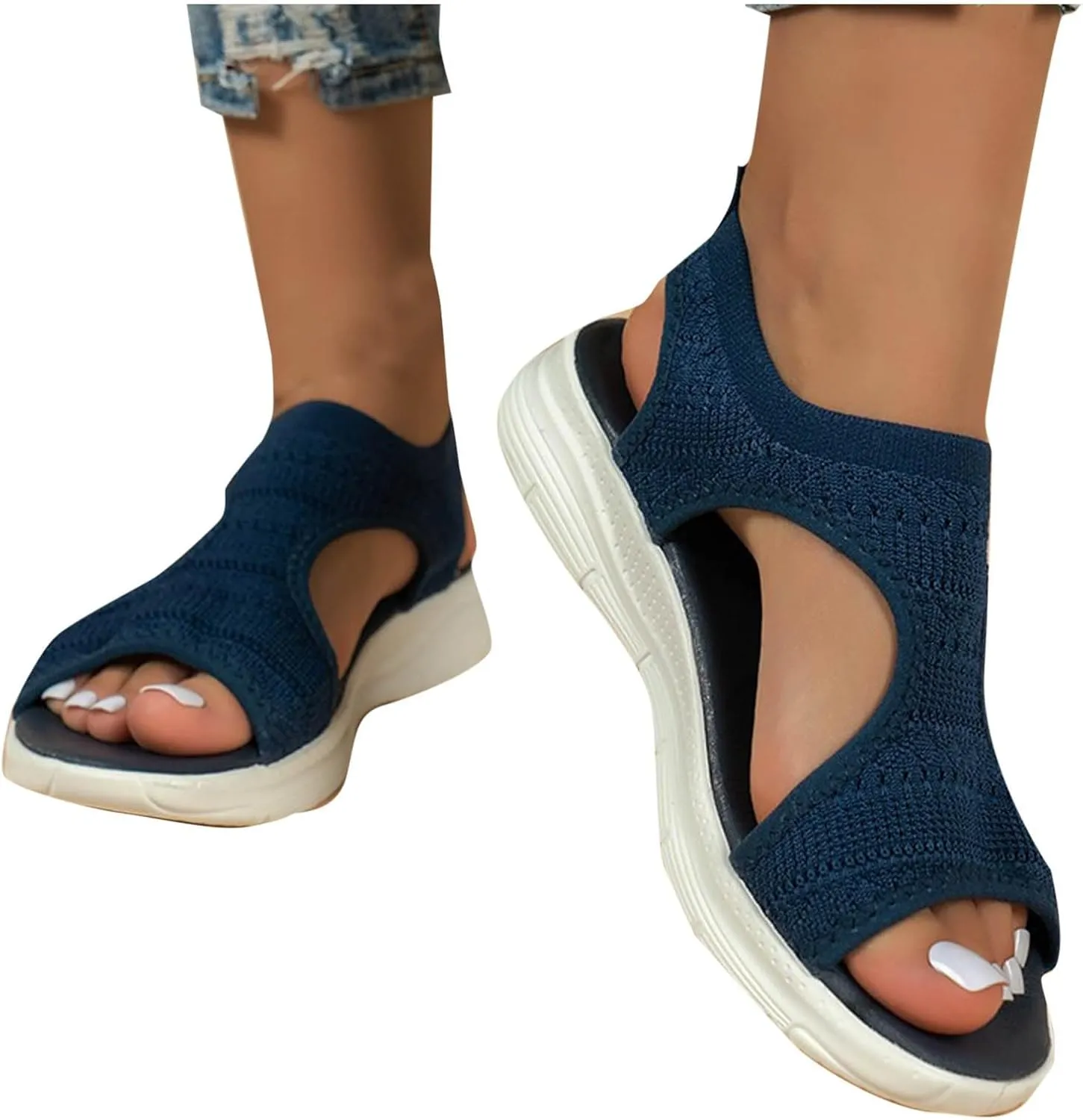 Women's Walking Sandals Soft Low Wedge Comfort Flat Sandal 2025 Casual Open Toe Slip On Strappy Lightweight Summer Shoes