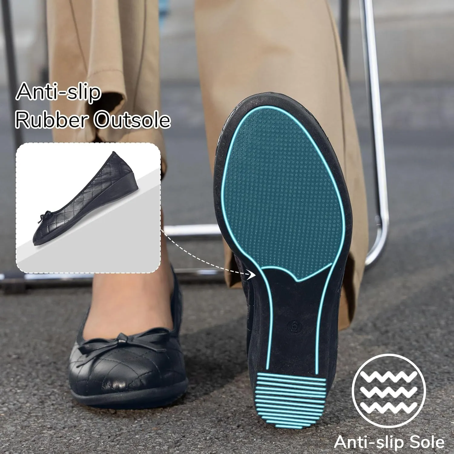 ZOVE Dress Shoes for Women Casual Comfortable Dress Flats Ballet Low Wedge Work Shoes