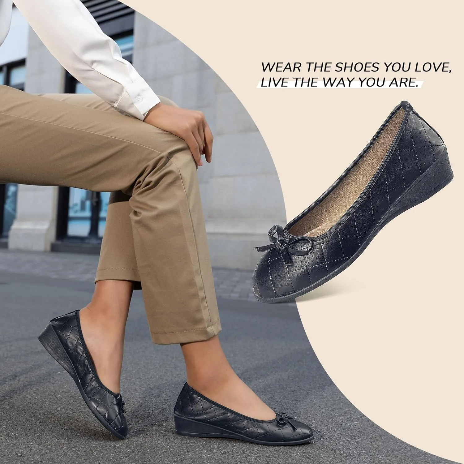 ZOVE Dress Shoes for Women Casual Comfortable Dress Flats Ballet Low Wedge Work Shoes