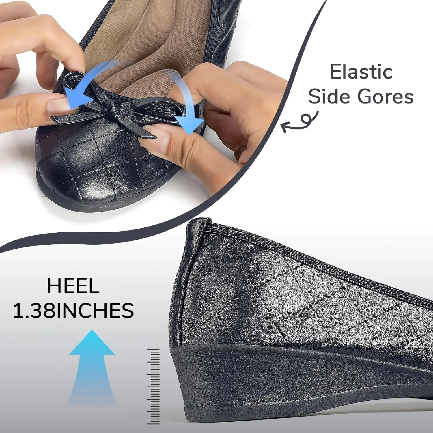 ZOVE Dress Shoes for Women Casual Comfortable Dress Flats Ballet Low Wedge Work Shoes