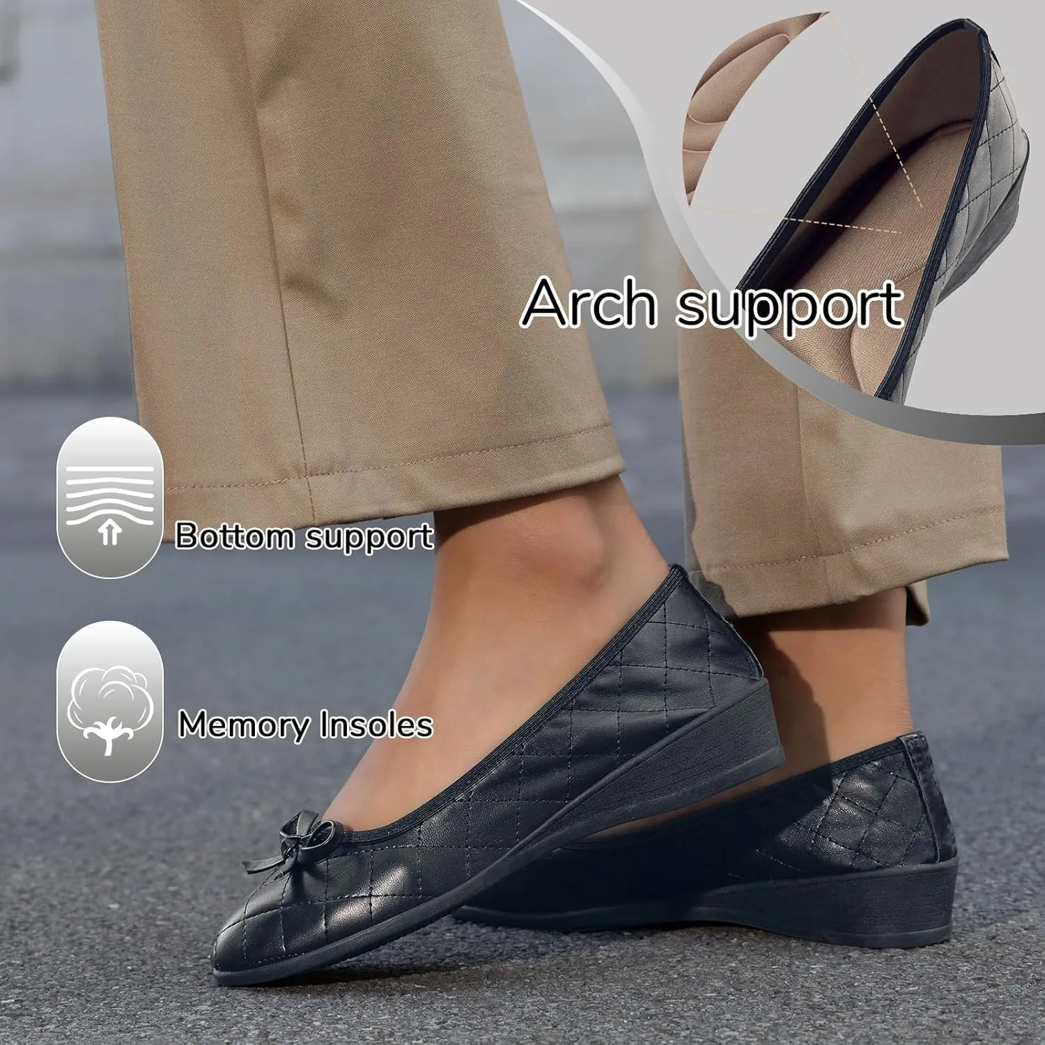 ZOVE Dress Shoes for Women Casual Comfortable Dress Flats Ballet Low Wedge Work Shoes