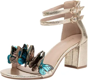 ZSpzx Women's Heeled Sandals,Womens Chunky Block Low Heels Open Toe Ankle Strap Heeled Sandals for Women Dressy Summer Comfortable Flowers Party Dress Heel Sandal Wedding Shoes For Bride
